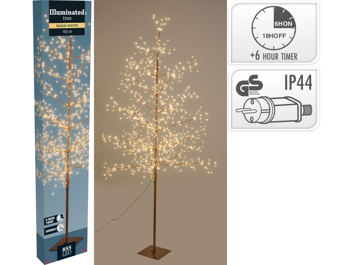 Albero di Natale 150cm con 855led bianco caldo