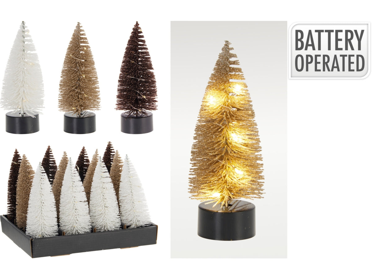 Albero natalizio 17cm con led, 3 colori assortiti