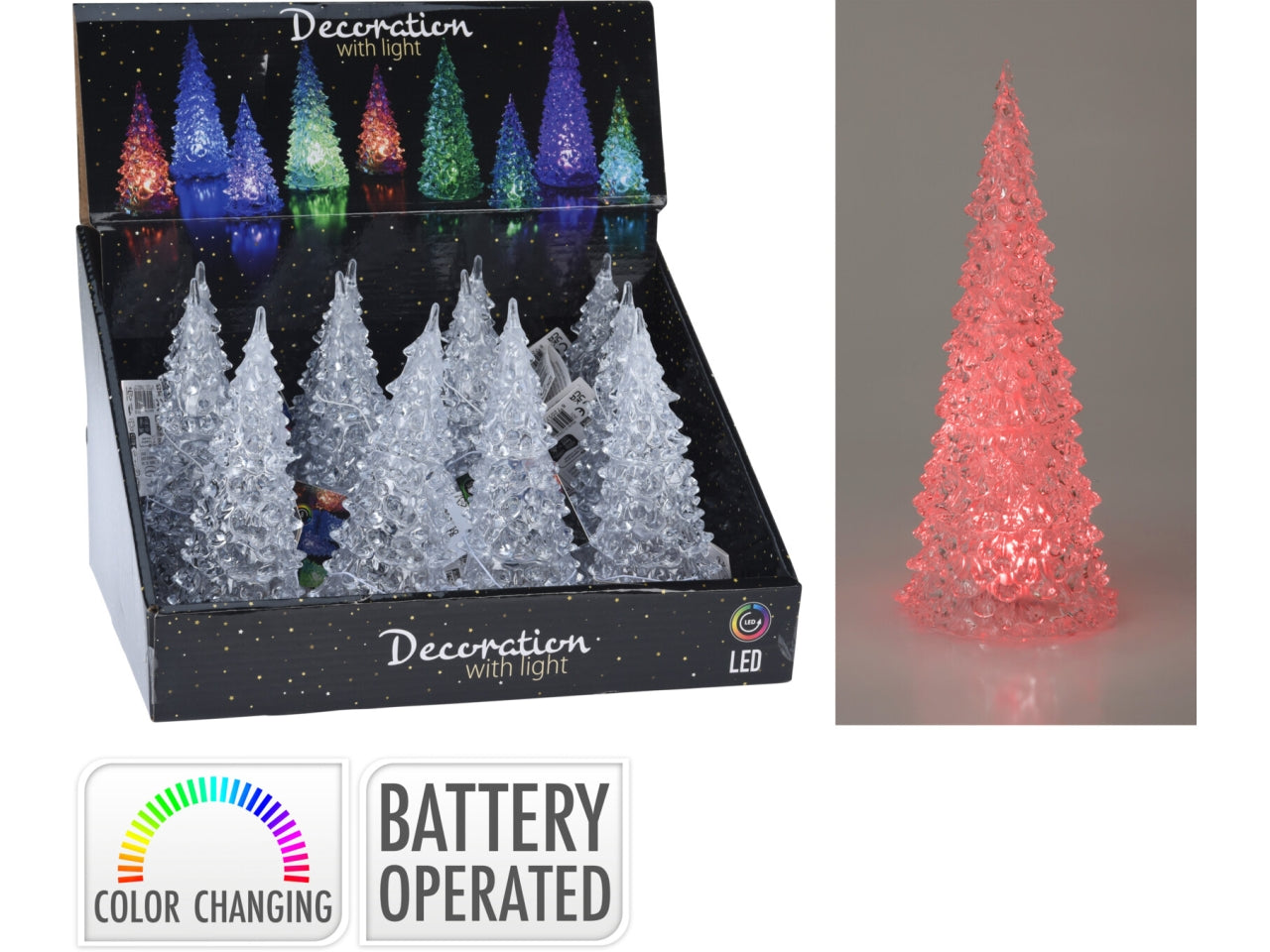 Albero natalizio in acrilico 17cm con led multicolor