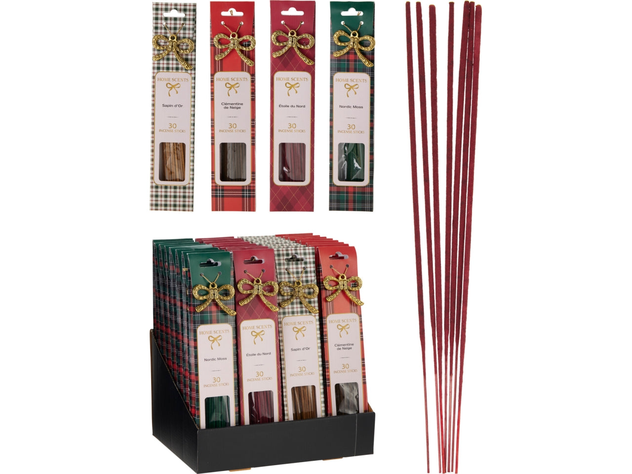 Bastoncini natalizi d'incenso 30pz, 4 fragranze assortite