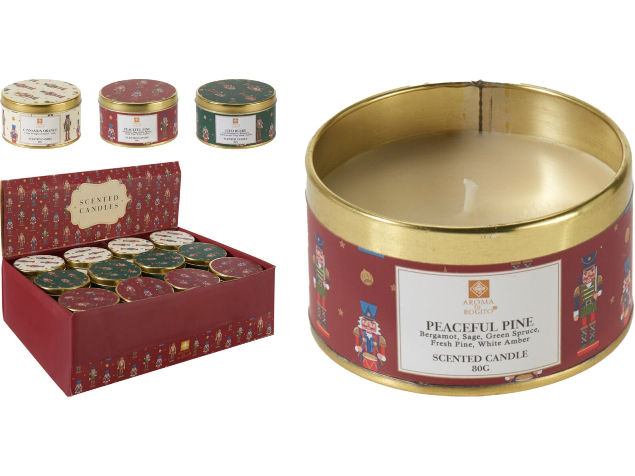 Candela profumata in latta, 3 fragranze assortite