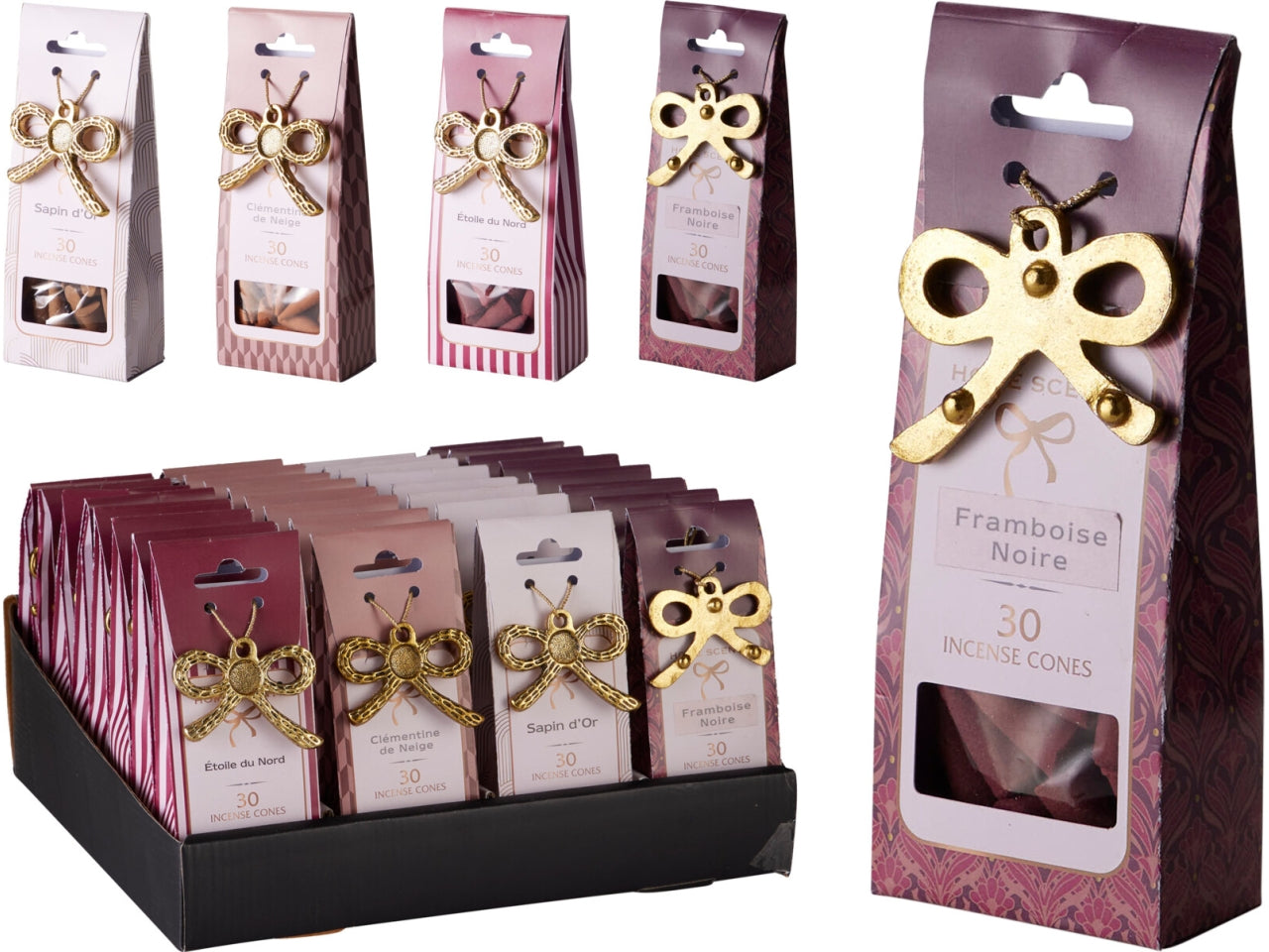 Coni d'incenso 30pz, 4 fragranze assortite