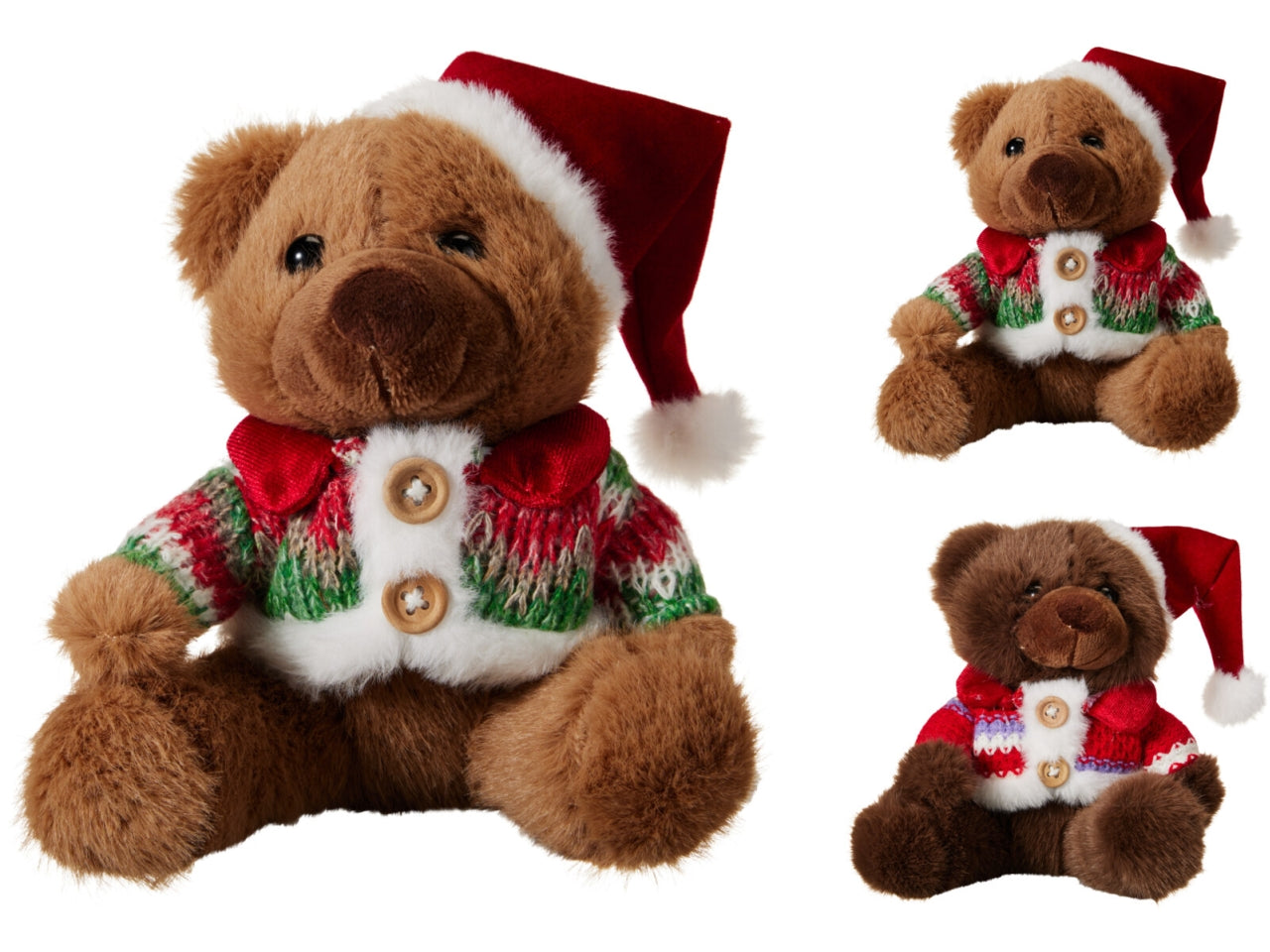 Orso peluche natalizio 18x15cm, 2 fantasie assortite
