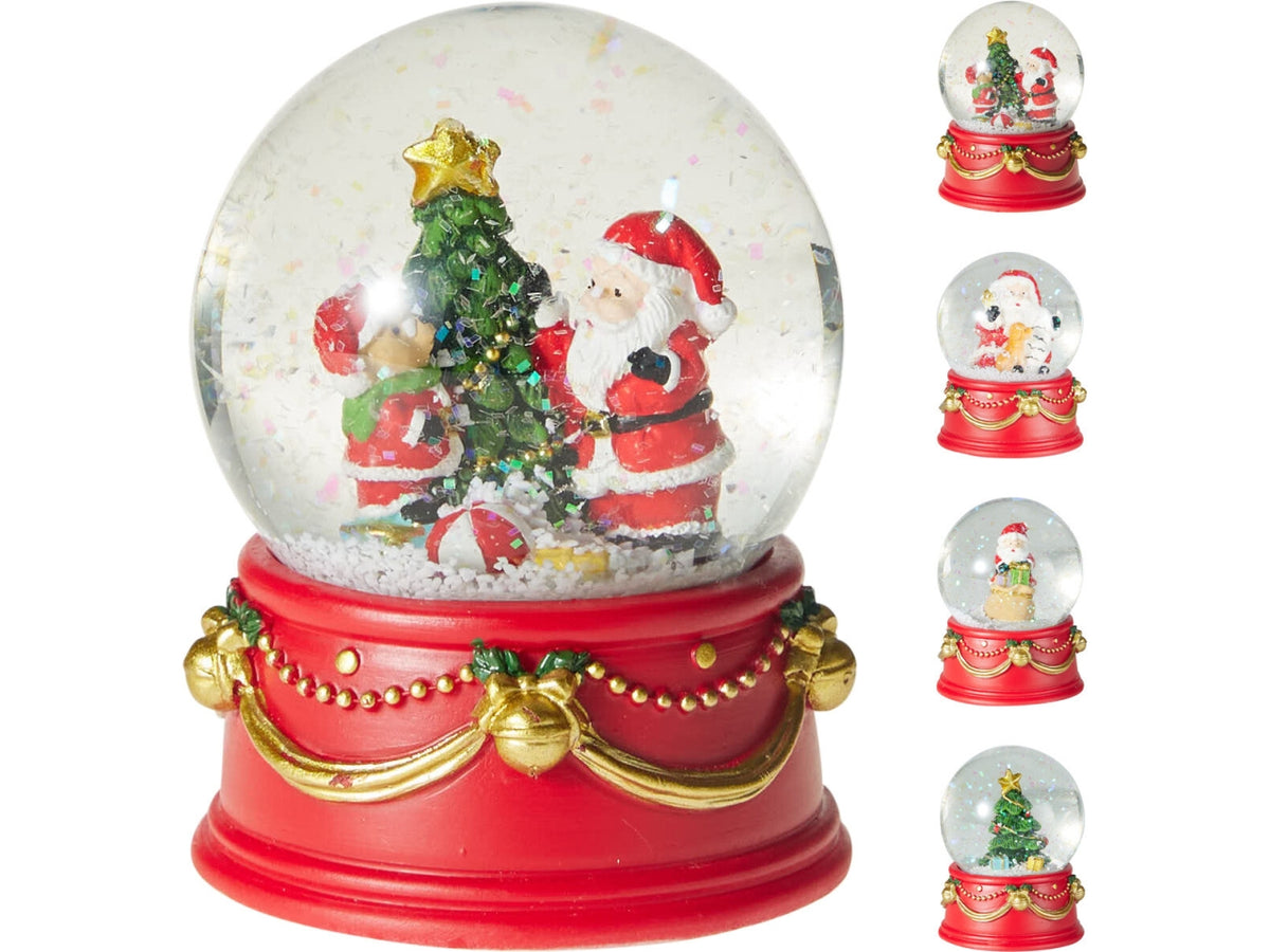 Palla di neve natalizia 6,5cm con Babbo Natale, 4 assortimenti