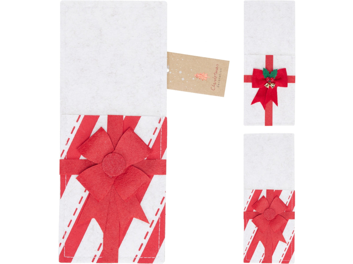 Portaposate natalizio in feltro 25cm, 2 fantasie assortite