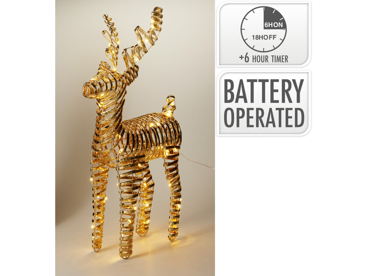 Renna natalizia 60cm con led oro