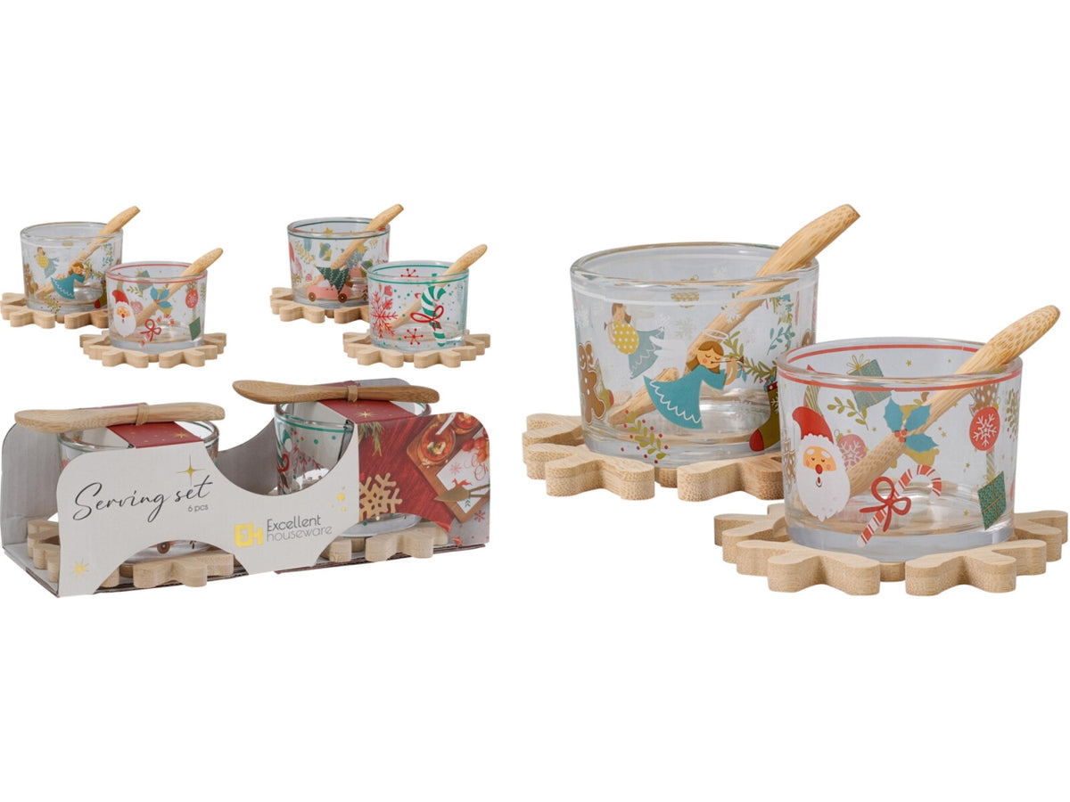 Set aperitivo con 6 ciotole natalizie, 2 assortimenti