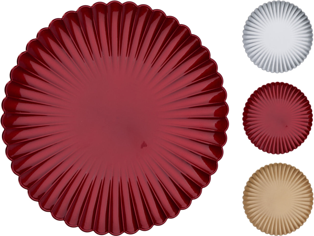 Sottopiatto natalizio rigato 33cm, 3 colori assortiti