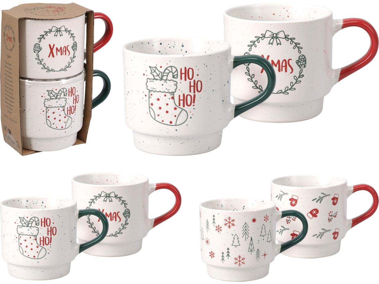 Tazza natalizia in ceramica 350ml set da 2 tazze