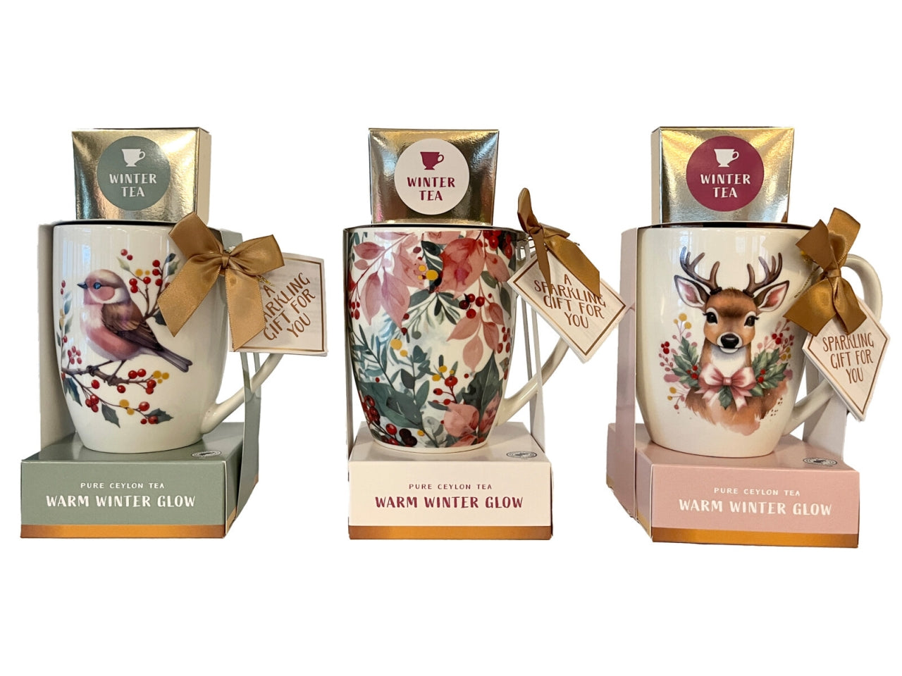 Tazza natalizia Soft Wishes con tè, 3 fantasie assortite