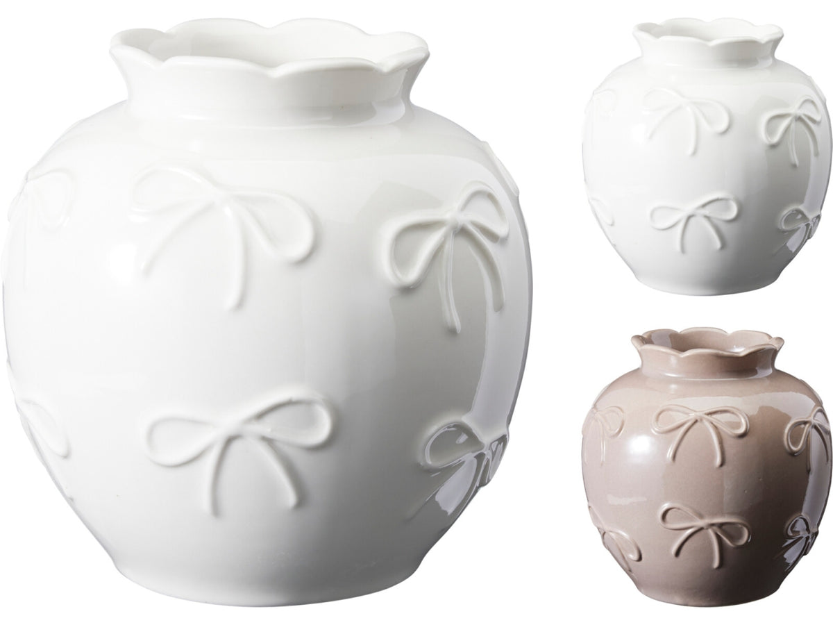 Vaso con fiocco 14x15cm, 2 colori assortiti