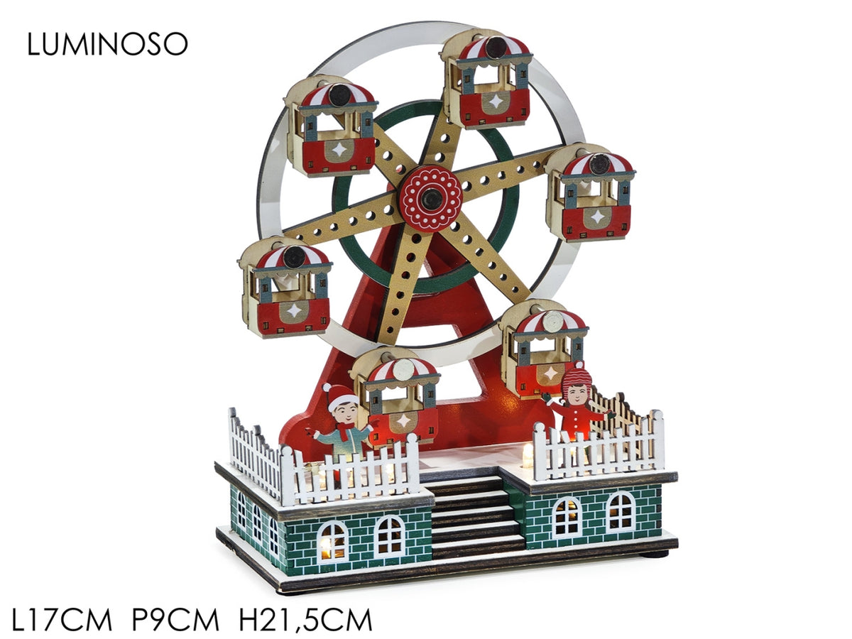Giostrina natalizia in mdf 17xh.21,5cm con luci a batteria