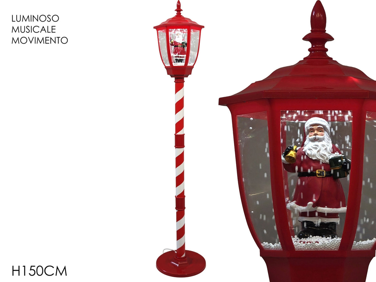 Lampione maxi 150cm con babbo natale luci, suoni e movimento