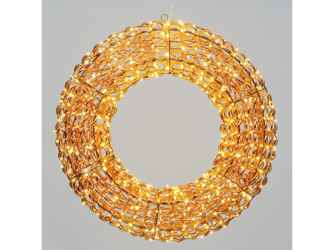 Corona 3D 60cm rose gold con 720 microled bianco caldo, FlashLED Diamond, IP44 interno/esterno