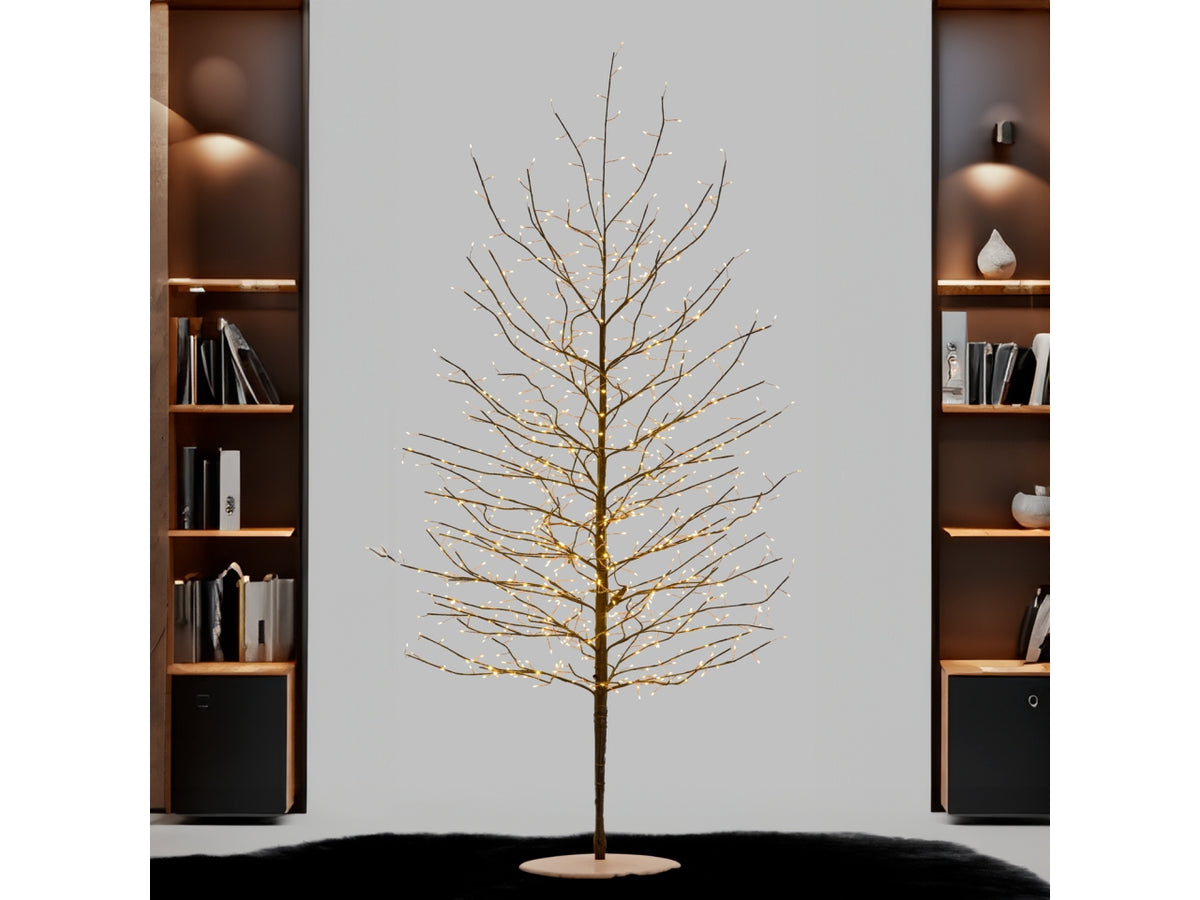 Albero ramo tiglio marrone h170cm con 784 microled bianco caldo, gioco di luce flashled diamond, rami modellabili, IP44 interno/esterno