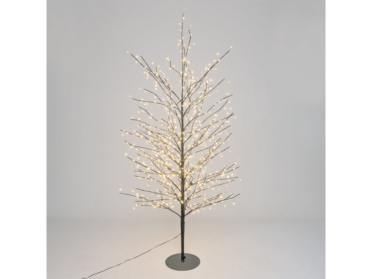 Albero ramo tiglio marrone h170cm con 784 microled bianco caldo, gioco di luce flashled diamond, rami modellabili, IP44 interno/esterno