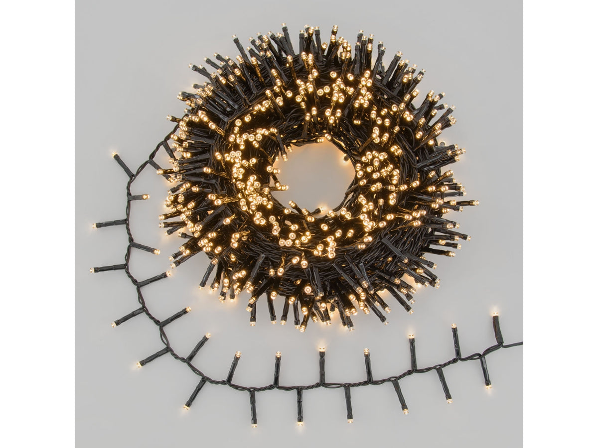 Catena luminosa minicluster musicale con 2000 led bianco caldo da 4mt per uso interno/esterno
