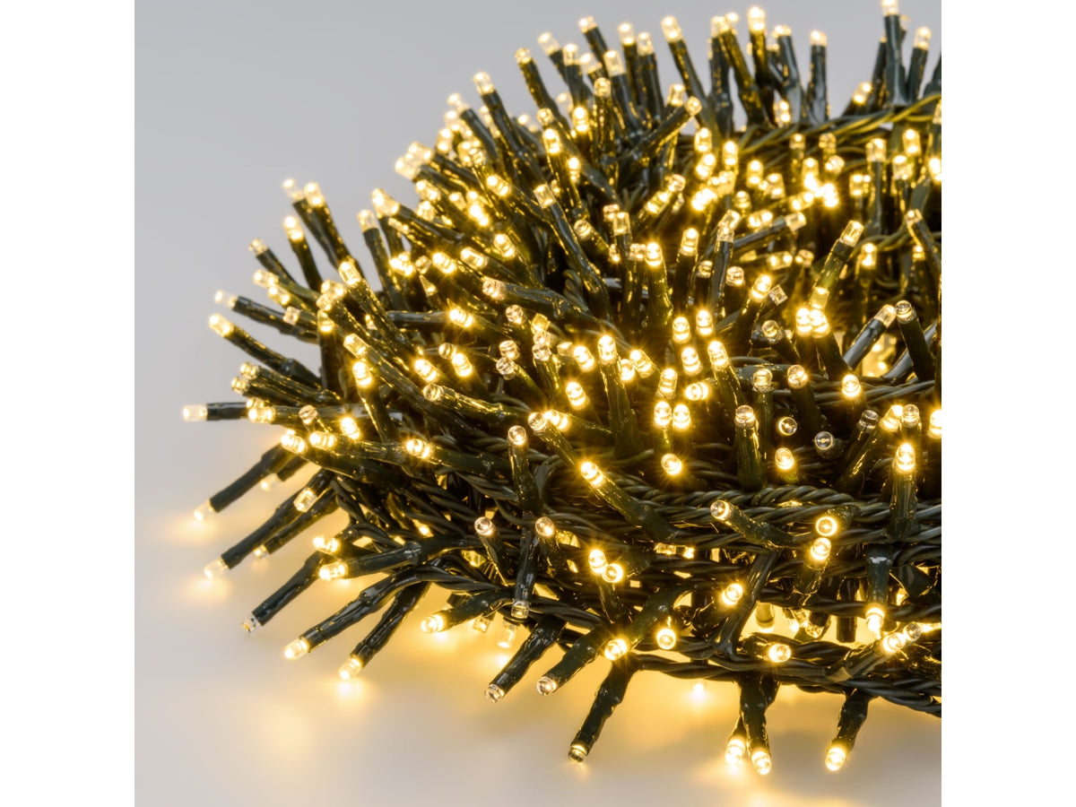 Catena luminosa 2000 miniled con flashled bianco caldo + flash caldo, lunghezza 40mt per uso interno/esterno