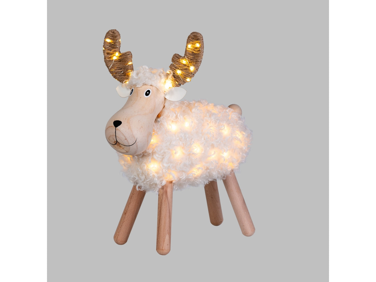 Pecorella decorativa 45cm con 80 microled bianco caldo e multicolor, uso interno