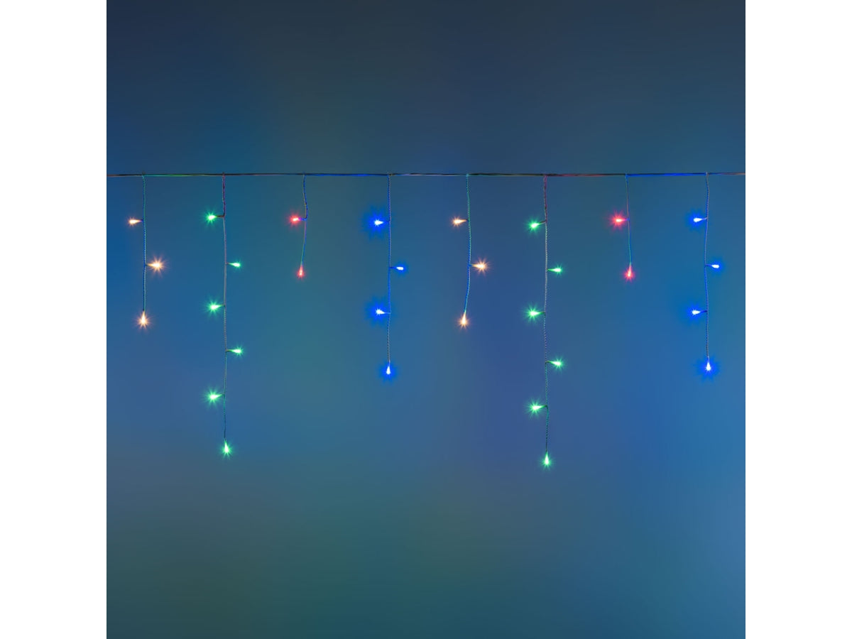 Tenda luci Ice light 768xh60cm con 180 led multicolor e giochi di luce, cavo bianco per uso interno/esterno