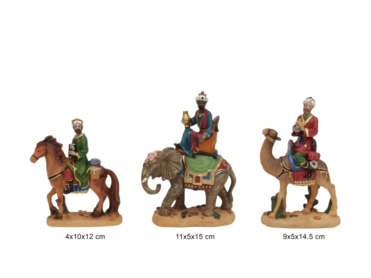 Re magi per natività 9cm set 3 pezzi in resina