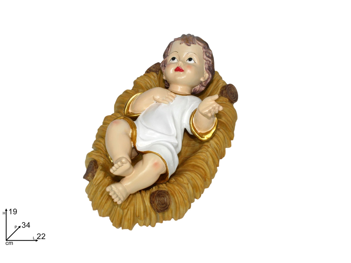 Gesù bambino 34cm vestito con culla