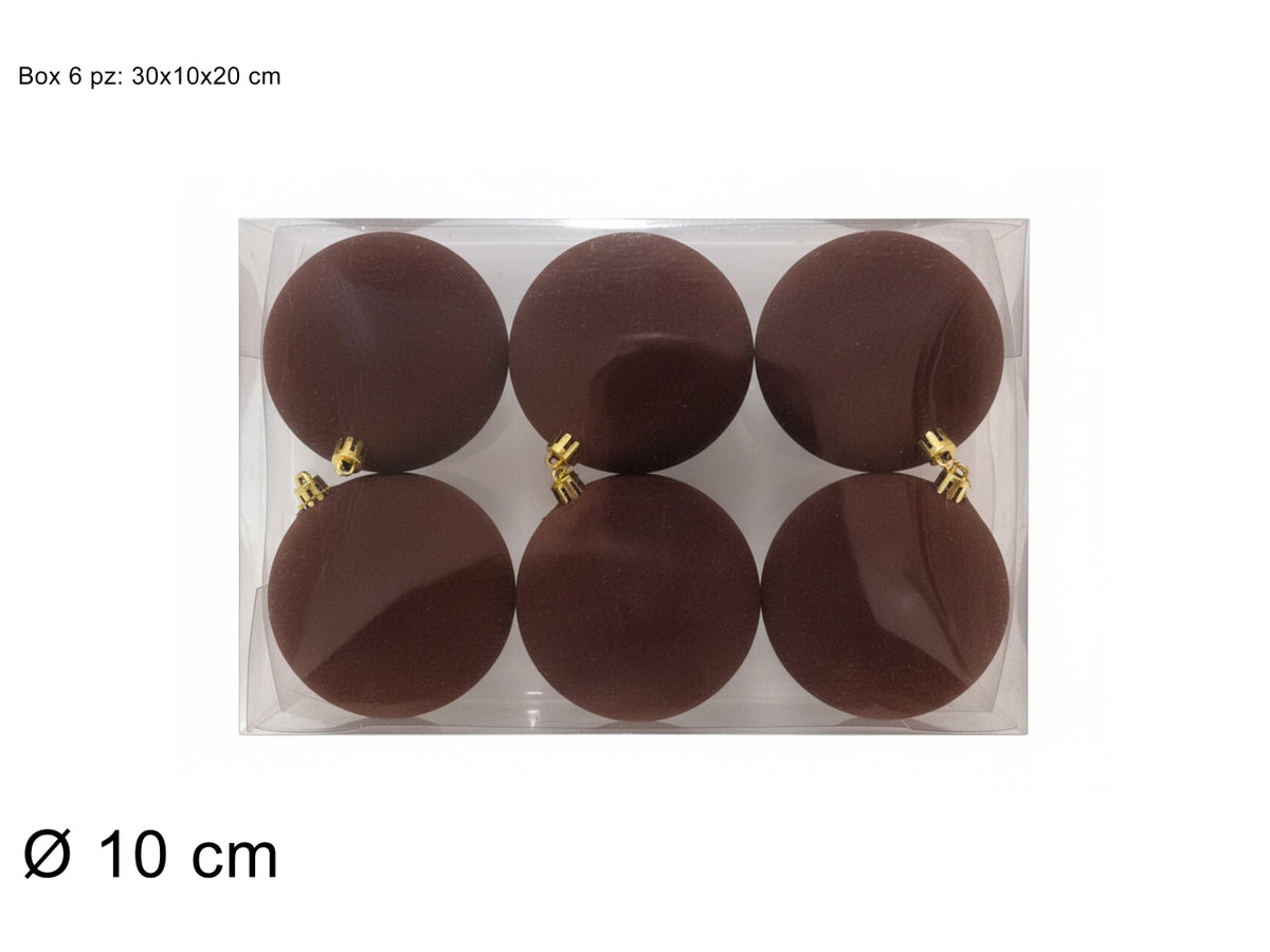 Palle 10cm in confezione da 6 pezzi floccata marrone