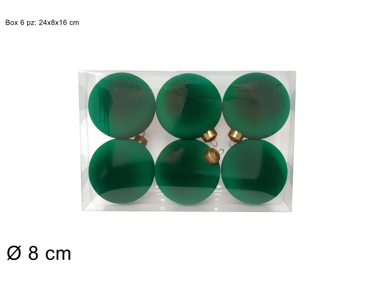 Palle 8cm in confezione da 6 pezzi floccata verde