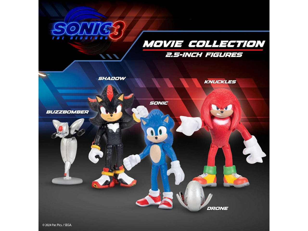 Personaggio Sonic 3 movie 2.5" figure multi-pack serie 1