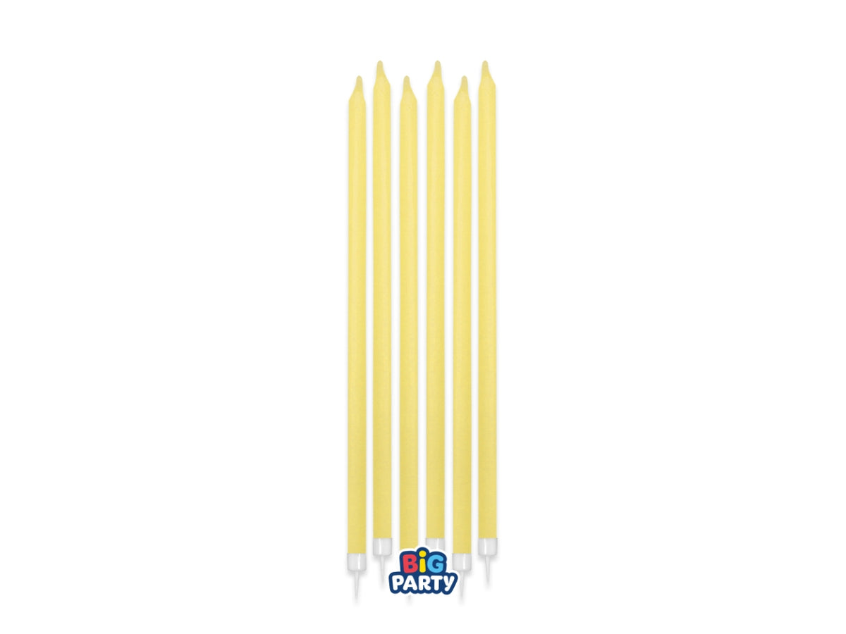 Candeline matite giallo baby 15cm + supporto set da 12 candeline