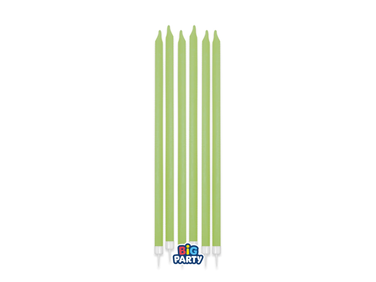 Candeline matite verde oliva 15cm + supporto set da 12 candeline