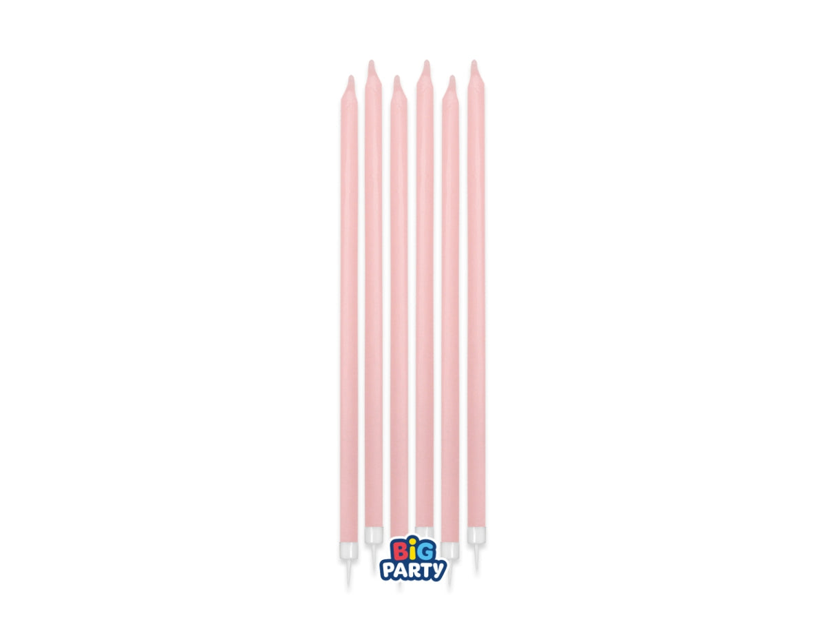 Candeline matite rosa baby 15cm + supporto set da 12 candeline