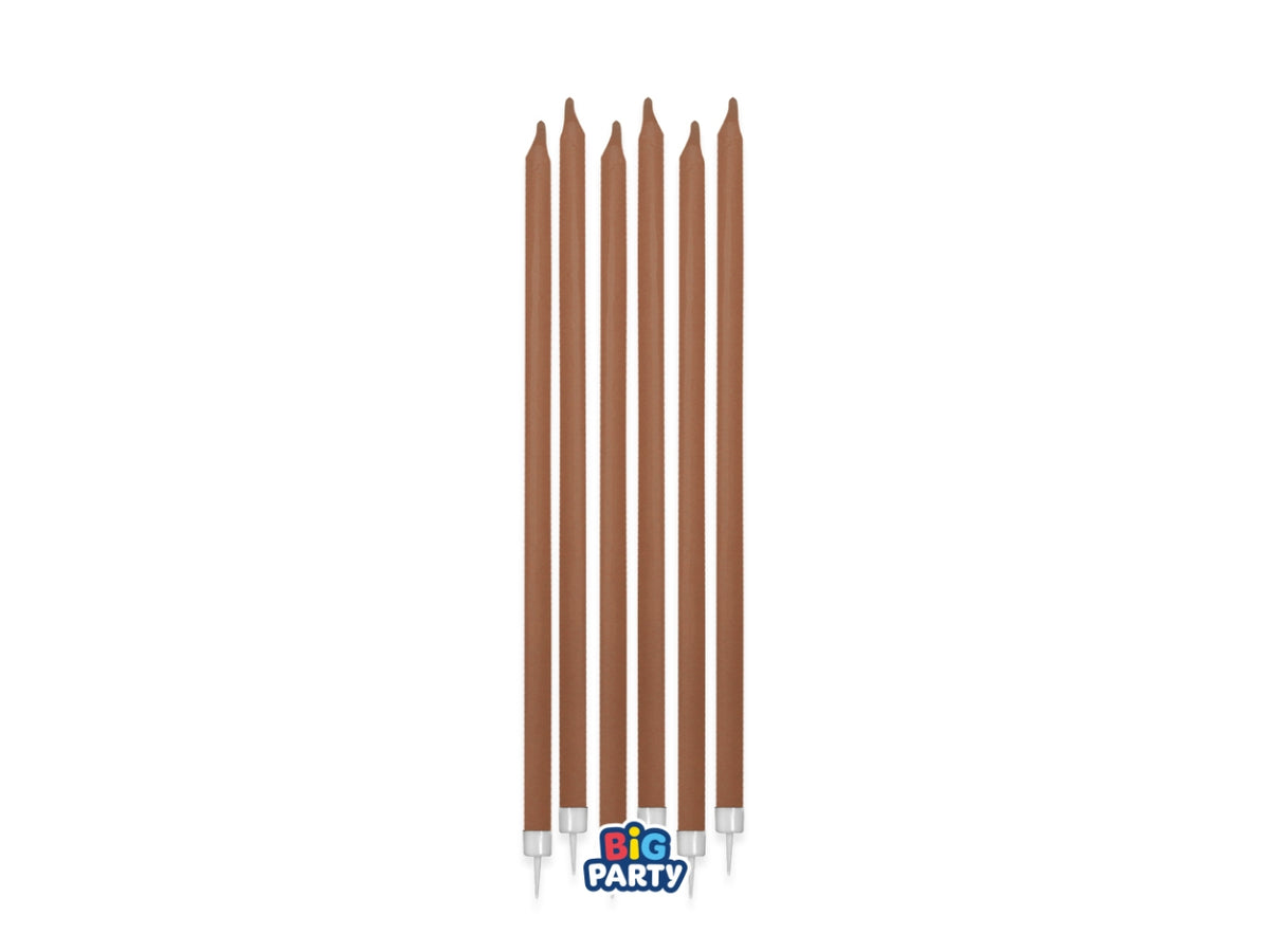 Candeline matite cappuccino 15cm + supporto set da 12 candeline
