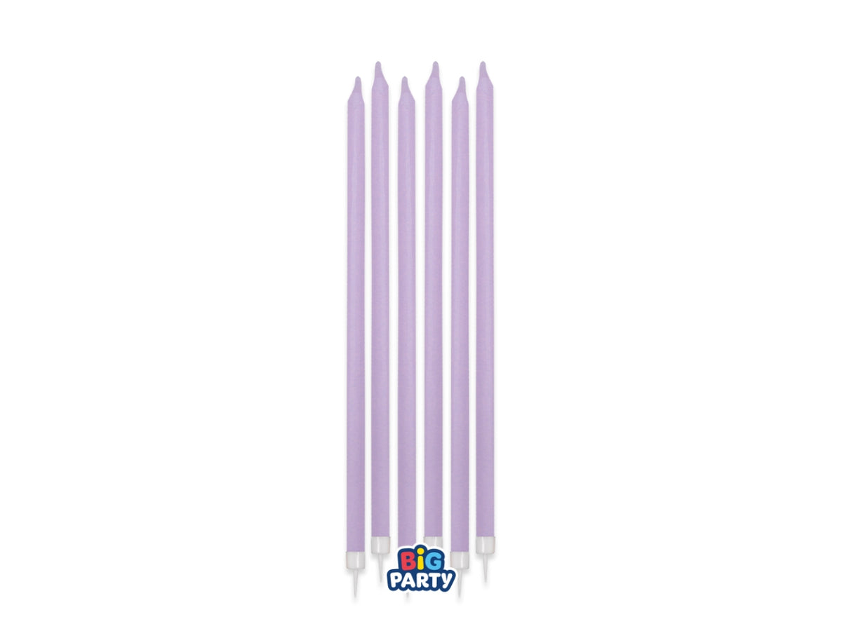 Candeline matite lilla 15cm + supporto set da 12 candeline
