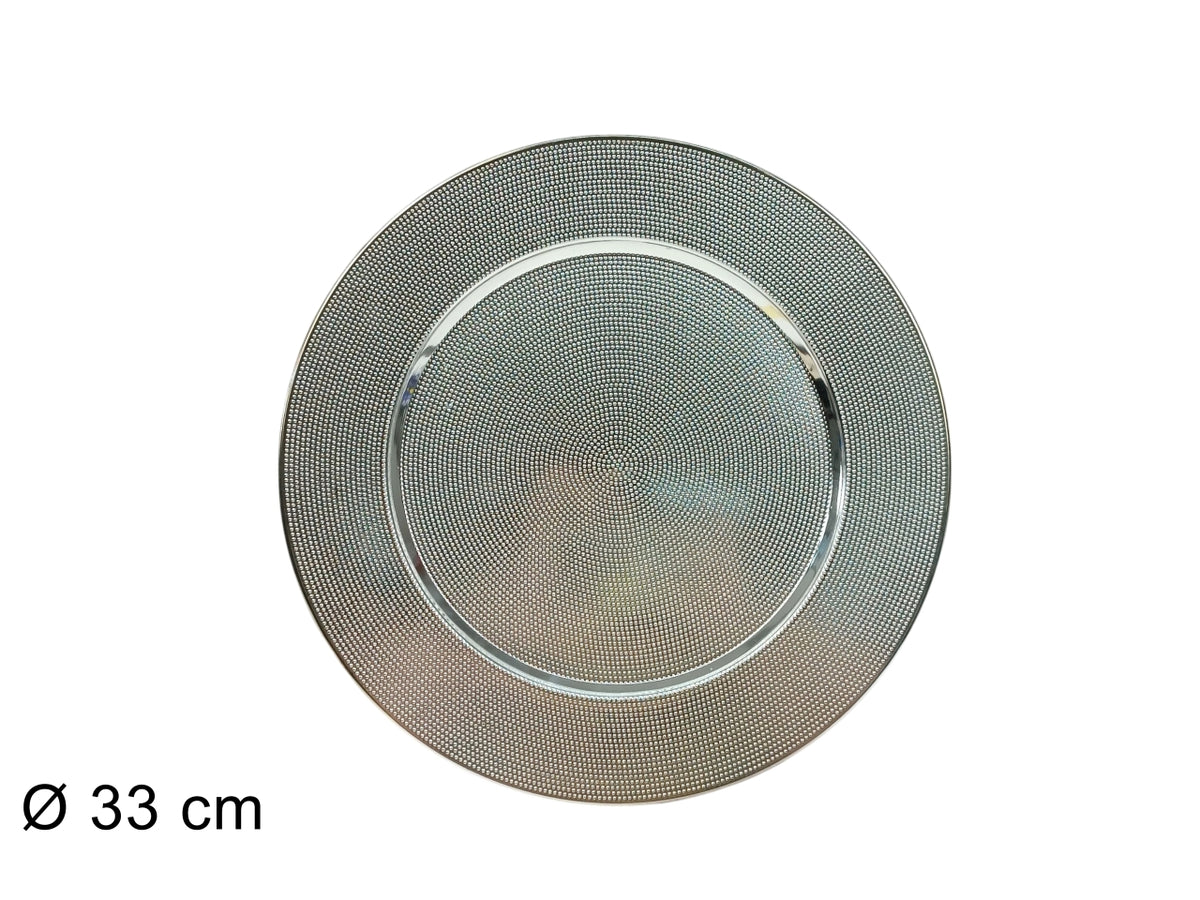Sottopiatto silver con decoro zigrinato da 33cm