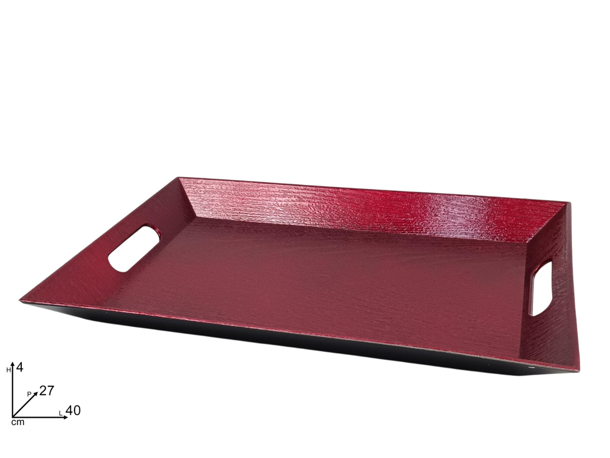 Vassoio rosso effetto legno 40x27cm