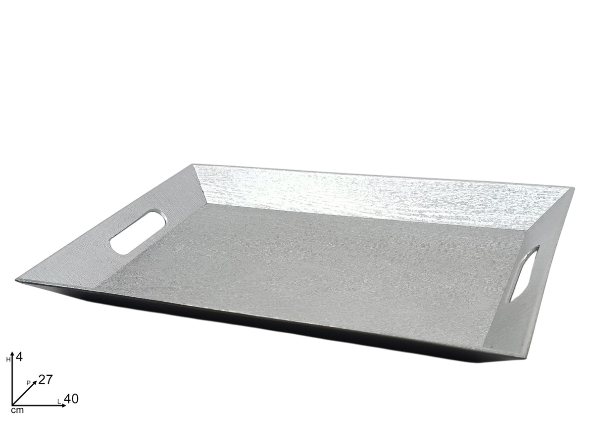 Vassoio silver effetto legno 40x27cm