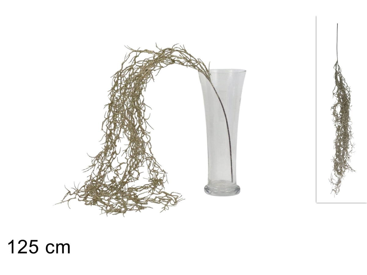 Ramo pendente con rami glitterati da 125cm, colore champagne