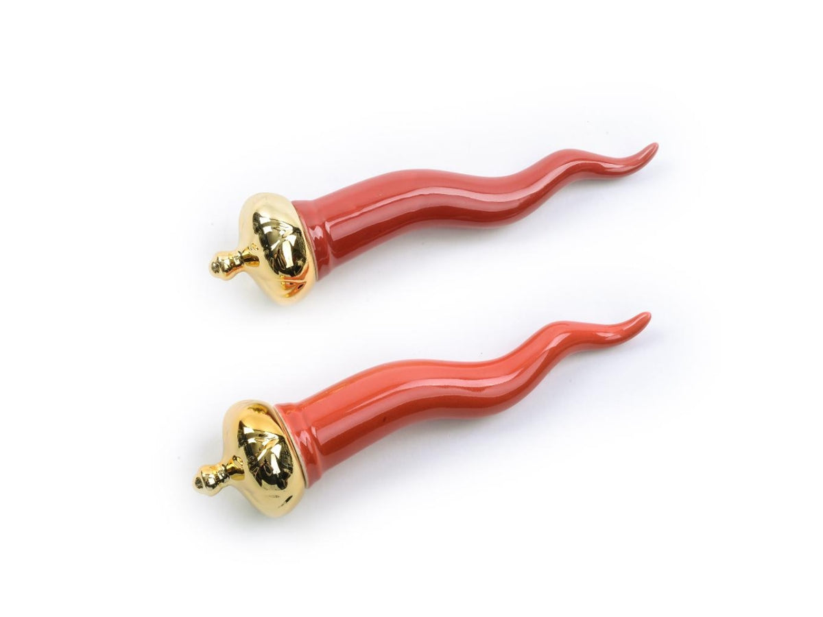 Cornetto rosso in porcellana d.5xh.21cm colori assortiti