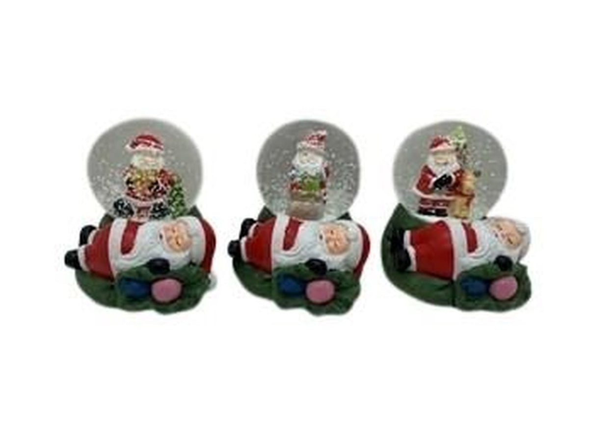 Palla di neve babbo natale in poliresina 11,5x10,5xh.11cm design assortiti