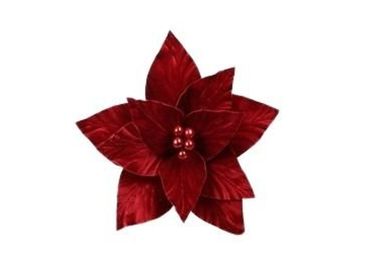 Ramo stella di natale rossa in plastica 44x44xh.55cm