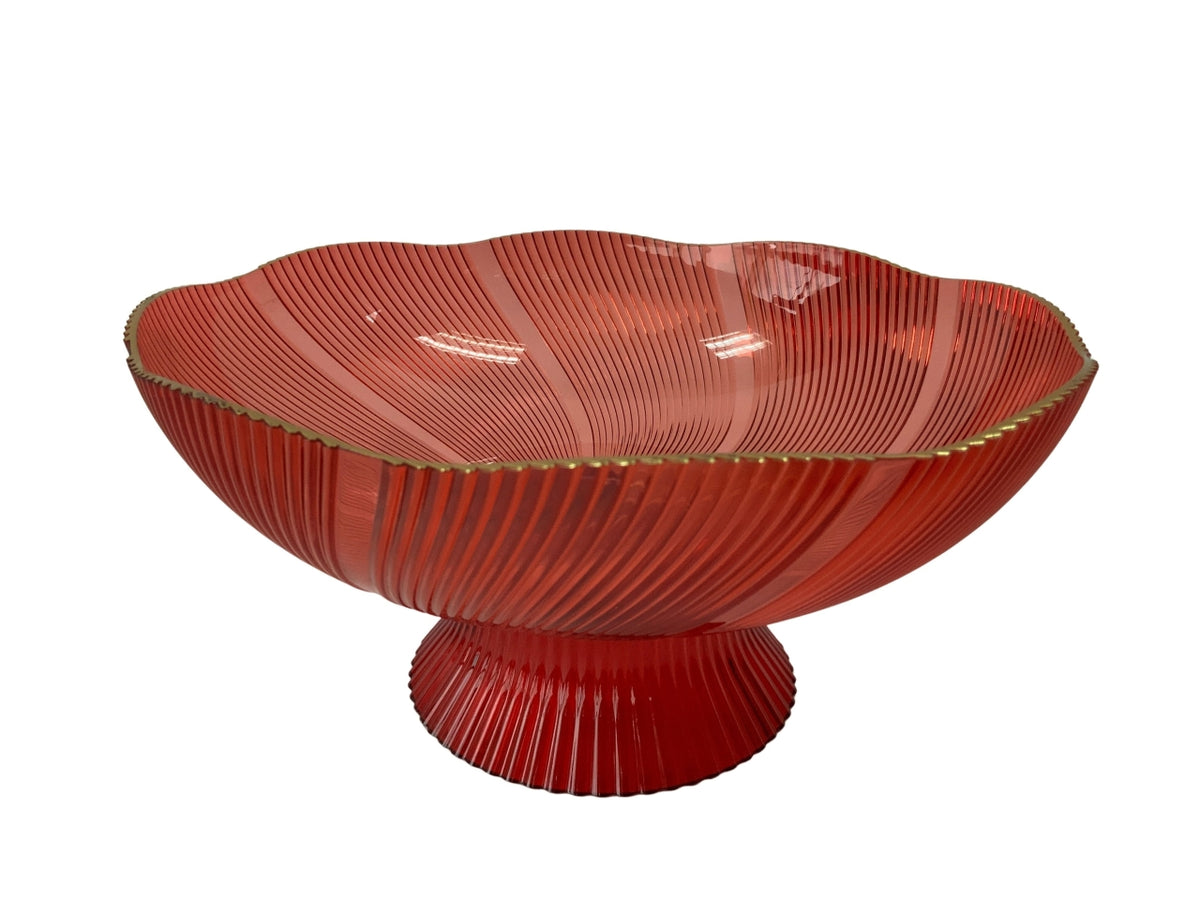 Alzata rossa bordo oro in plastica pet d.25,5xh.12,5cm