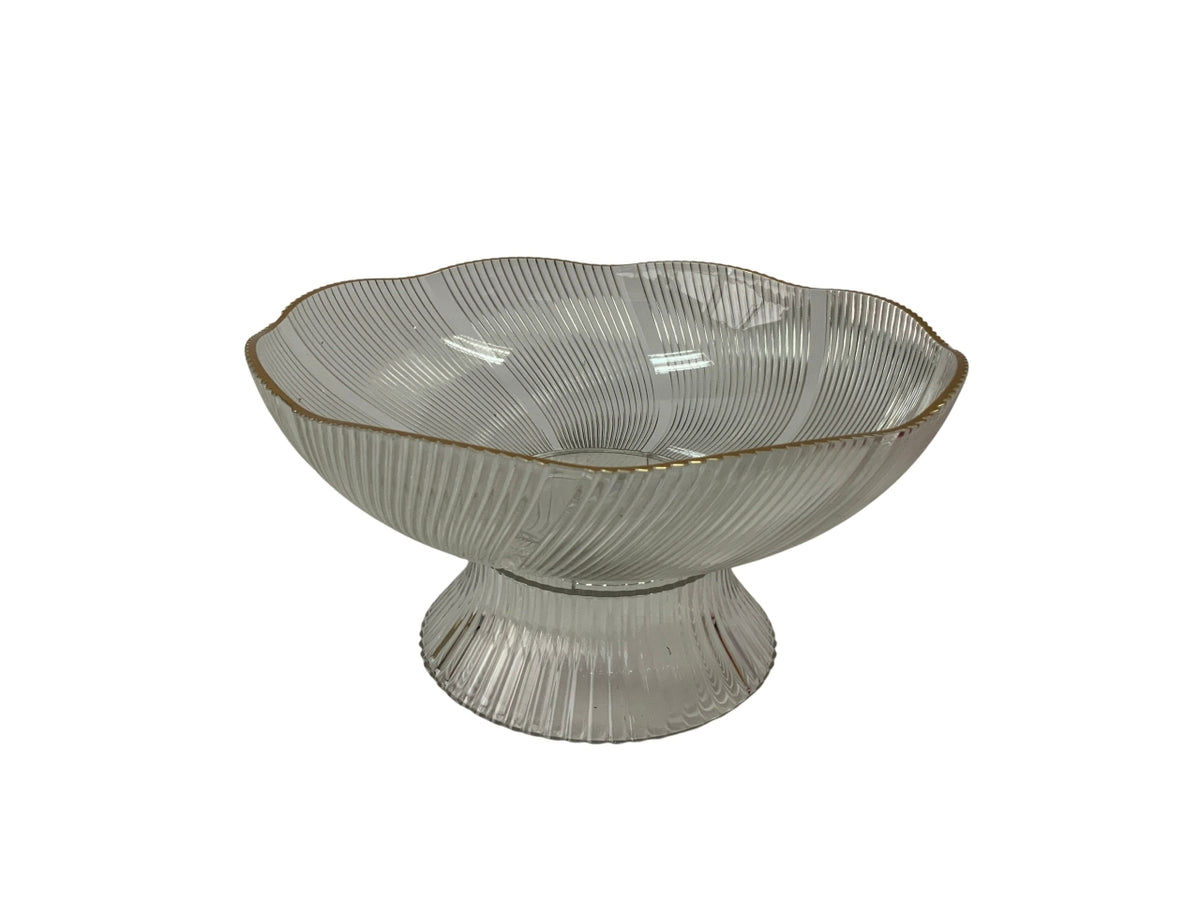 Alzata trasparente bordo oro in plastica pet d.21,5xh.11cm