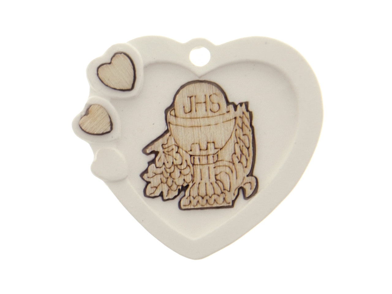 Applicazione cuore comunione 4cm in gesso e legno