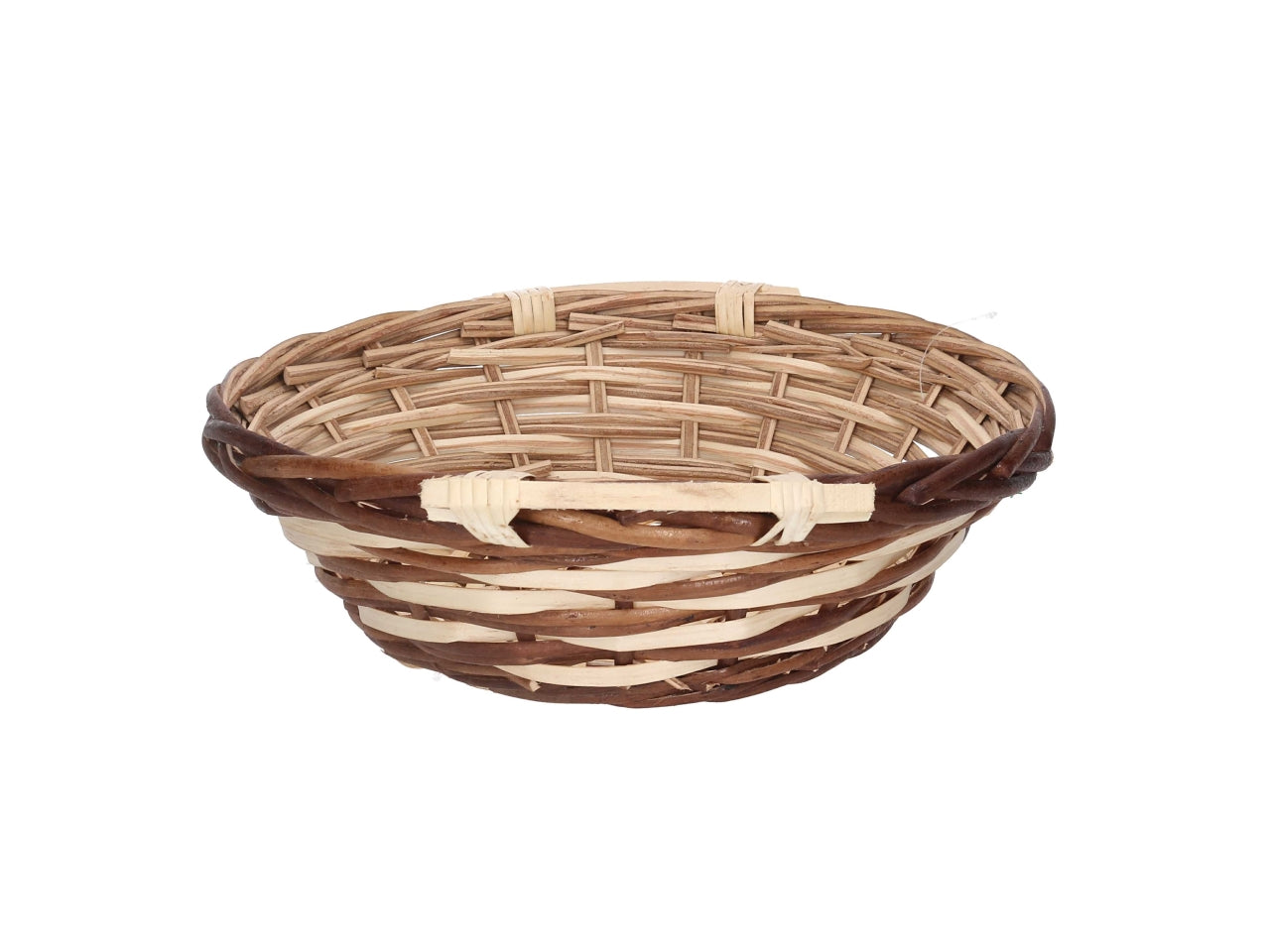 Cesta in vimini Mizma, intreccio noce naturale, tonda 40xh.13 cm