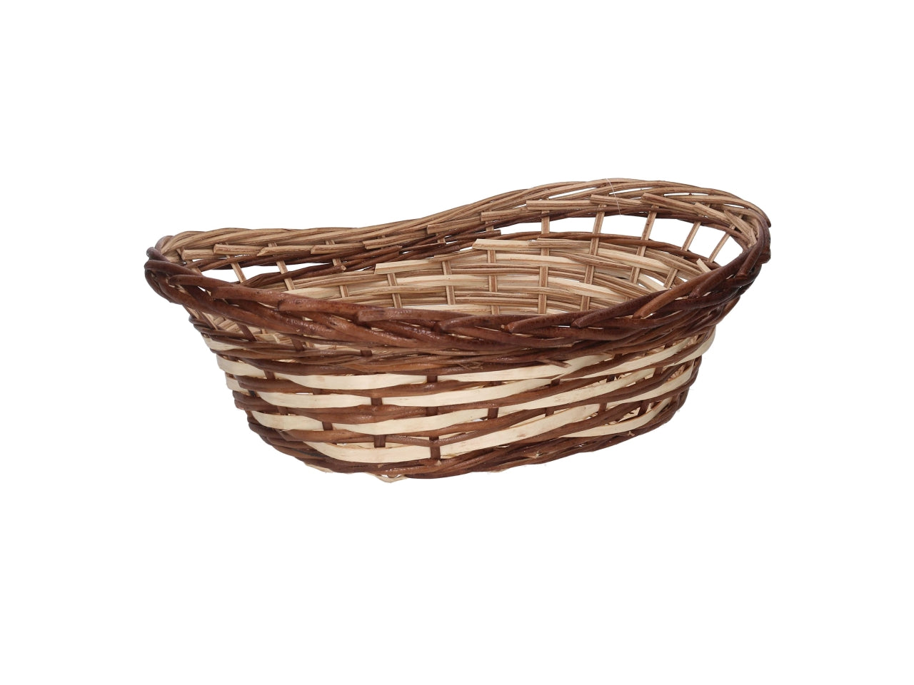 Cesta in vimini Mizma, intreccio noce naturale, ovale 50x34xh.12/16 cm
