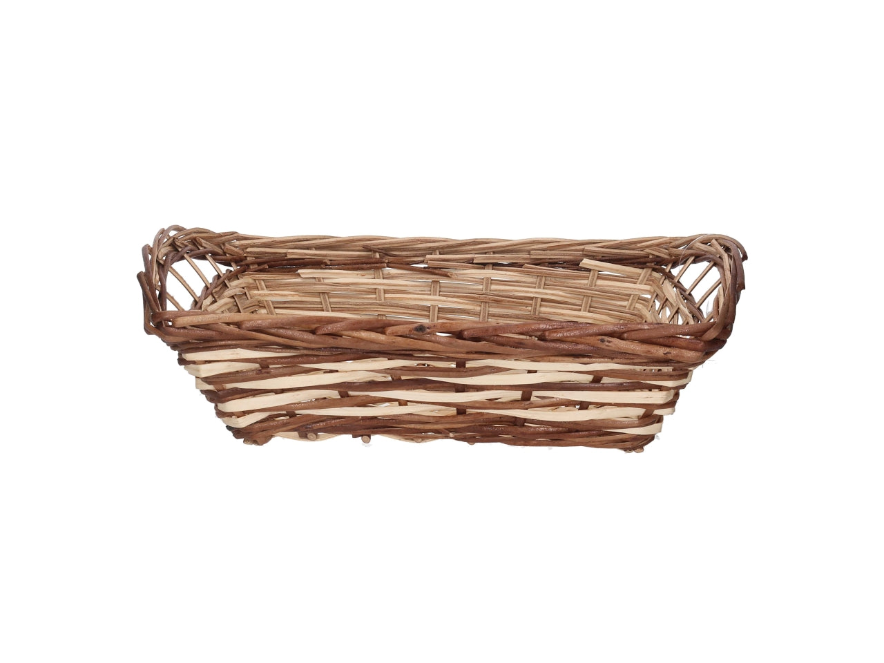 Cesta in vimini Mizma, intreccio noce naturale, rettangolare 50x35xh.12/17 cm
