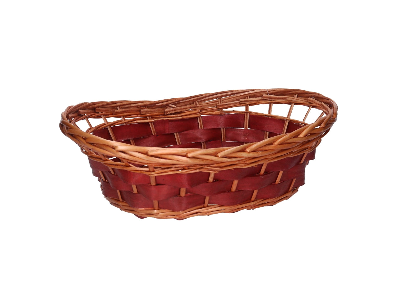 Cesta in vimini Koda, intreccio rosso e miele, ovale 45x30xh.10/15 cm