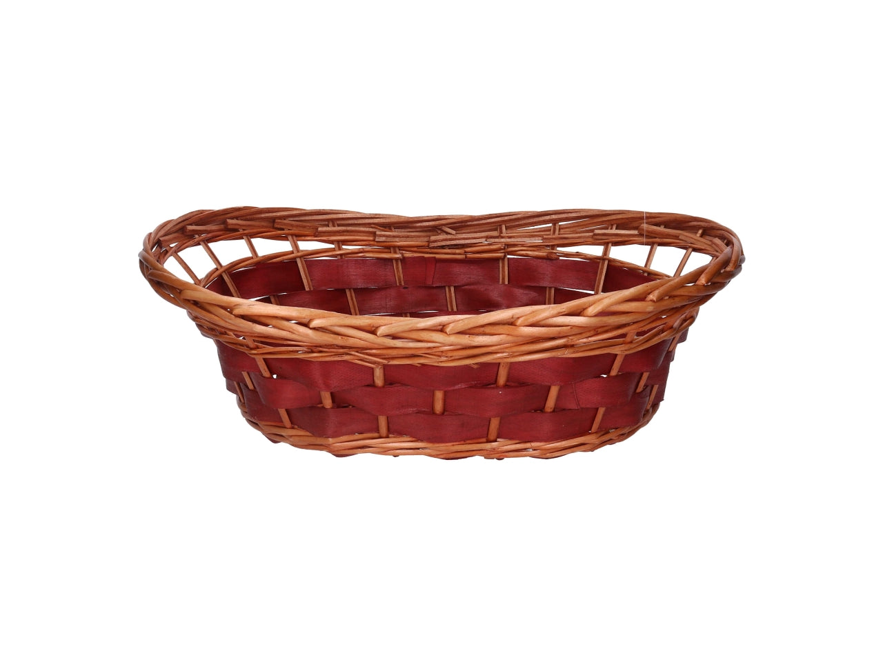 Cesta in vimini Koda, intreccio rosso e miele, ovale 50x34xh.12/16 cm