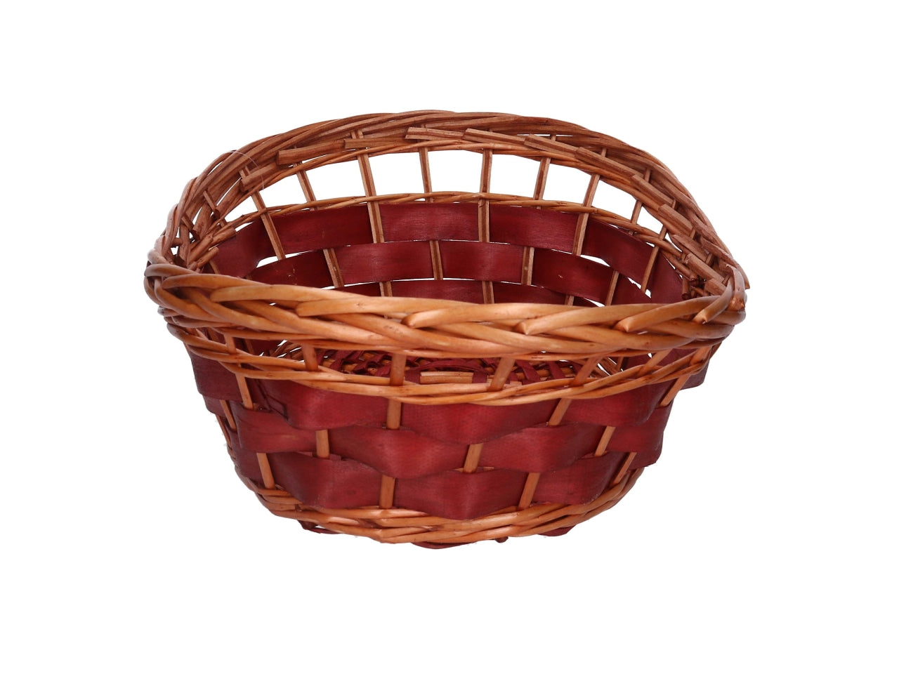 Cesta in vimini Koda, intreccio rosso e miele, ovale 50x34xh.12/16 cm